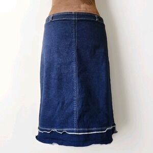 Vintage Y2K Denim Skirt Ruffle‎ Hem Stretch Cello Jeans Womens Juniors